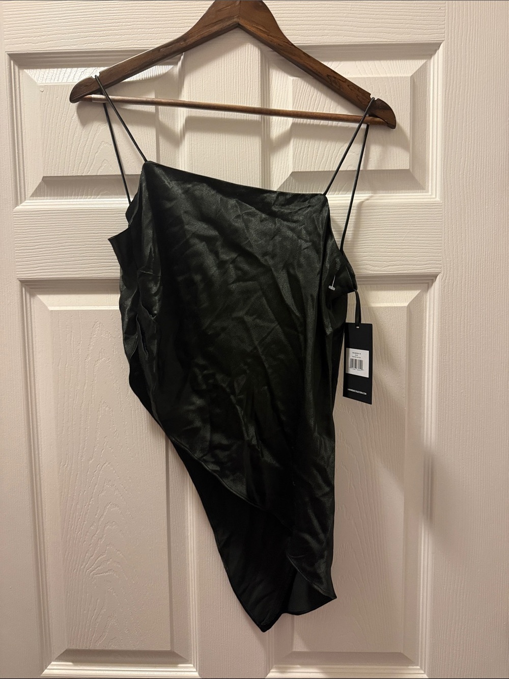 Lamarque Black Asymmetrical Satin Camisole